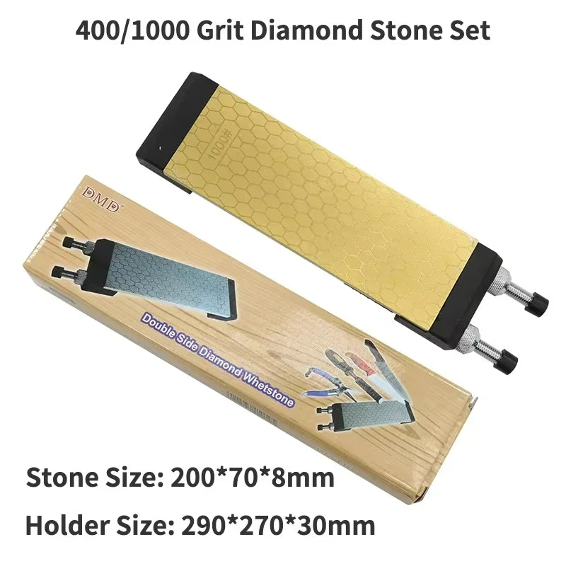 DMD 1304_0813A Titanium Diamond Whetstone Double Sided 400 and 1000 Grits With Size 200*70*8mm Knife Sharpening Stone with Holder