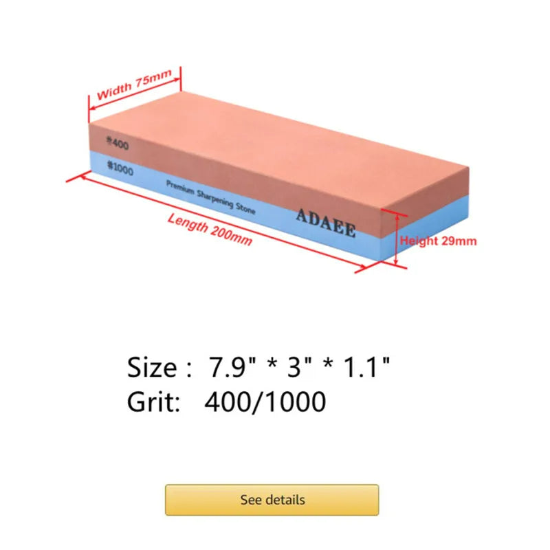 ADAEE YJ-DF-1000_6000-4pcs-set Premium Japanese Whetstone Knife Sharpening Stone 2 Side Grit 1000 6000 Waterstone With NonSlip Bamboo Base & Angle Guide